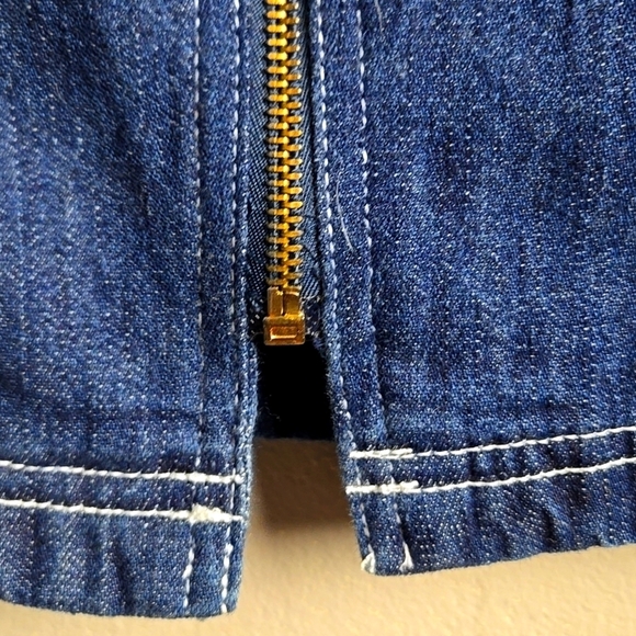 Denim Short Sleeve Top with Embroidered Accents - Picture 8 of 13